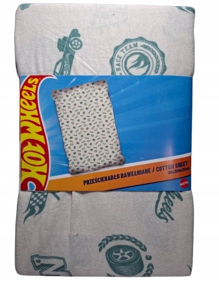 Prześcieradło z gumką Carbotex Hot Wheels bawełna 90 x 200 cm - oryginalny