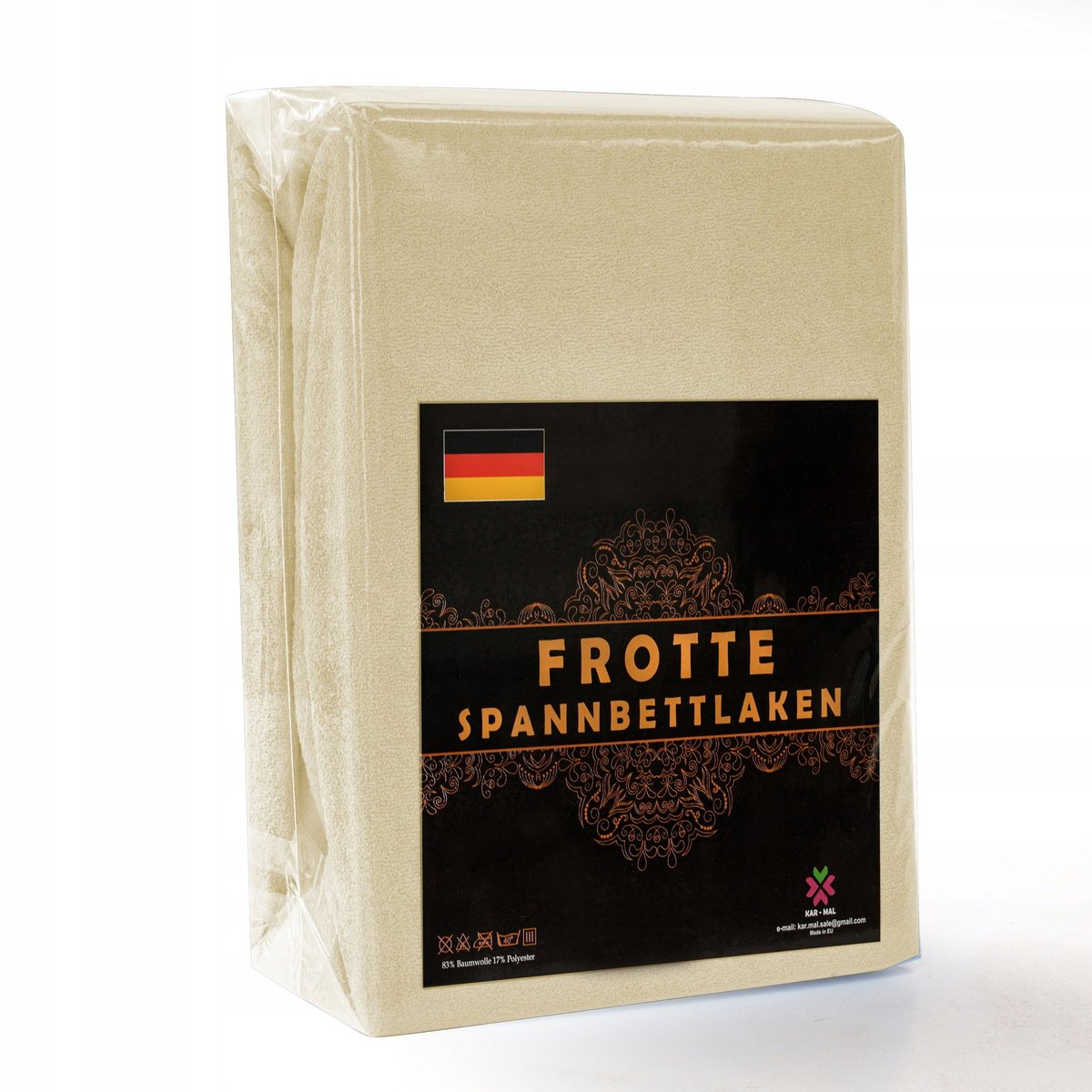 Prześcieradło FROTTE z gumką 120x200 GRUBE, KOLORY, Kremowy, Ekri