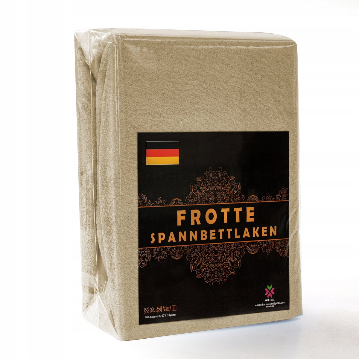 Prześcieradło FROTTE z gumką 180x200 GRUBE, KOLORY, Beżowy
