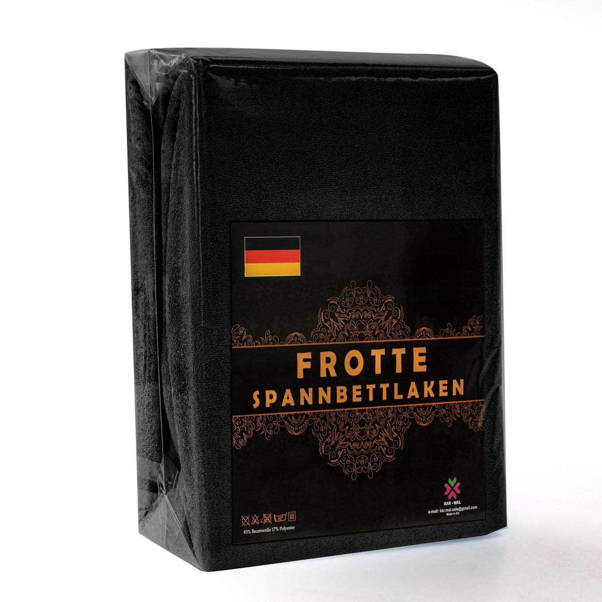 Prześcieradło FROTTE z gumką 120x200 GRUBE, KOLORY, Czarny