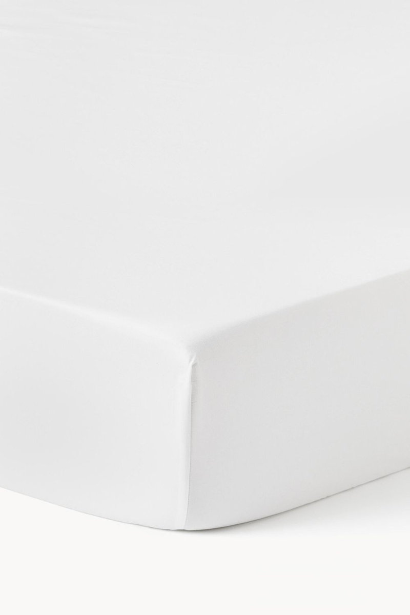 Prześcieradło Westwing Comfort bawełniane białe z gumką 140 x 200