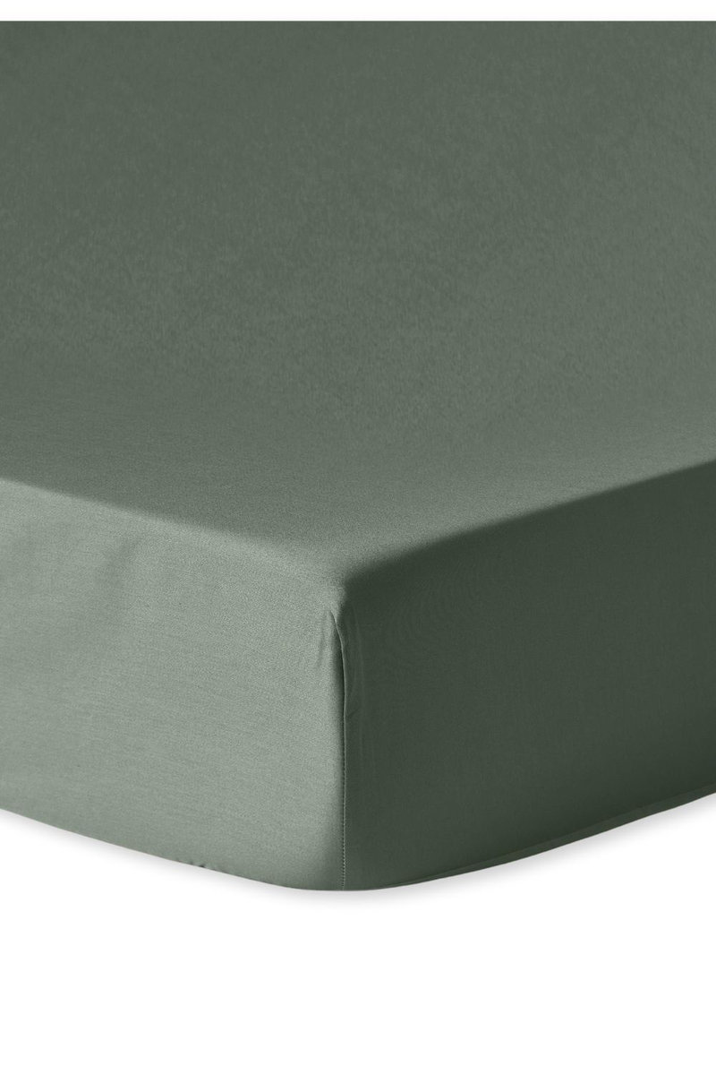 Prześcieradło Westwing Comfort bawełniane zielone z gumką 140 x 200