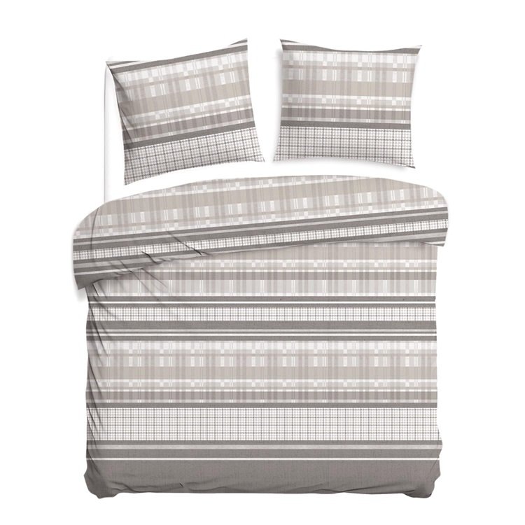 Pościel bawełniana 200x220 CottonLove 71489-1 beżowa kratka