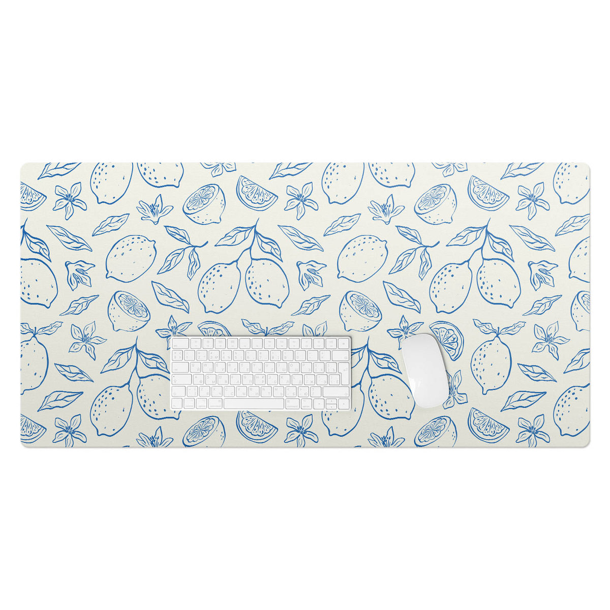 Podkładka winylowa pod klawiaturę i laptop – Z nadrukiem ochrona biurka - Cytrynowy wzór retro 100x50 cm