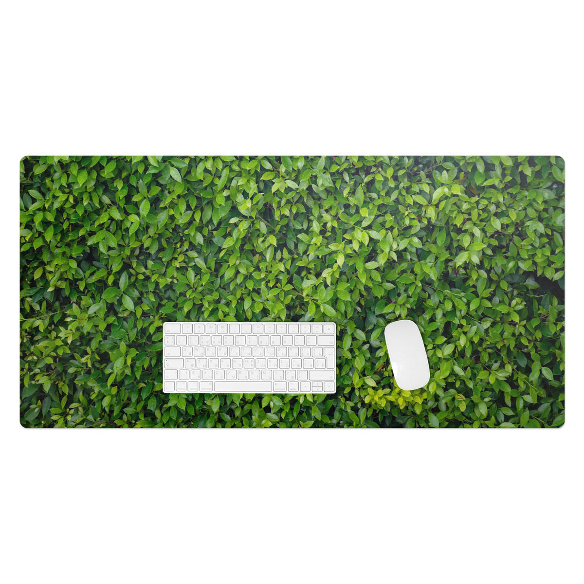 Podkładka winylowa pod klawiaturę i laptop – Z nadrukiem ochrona biurka - Zielona ściana liści 100x50 cm