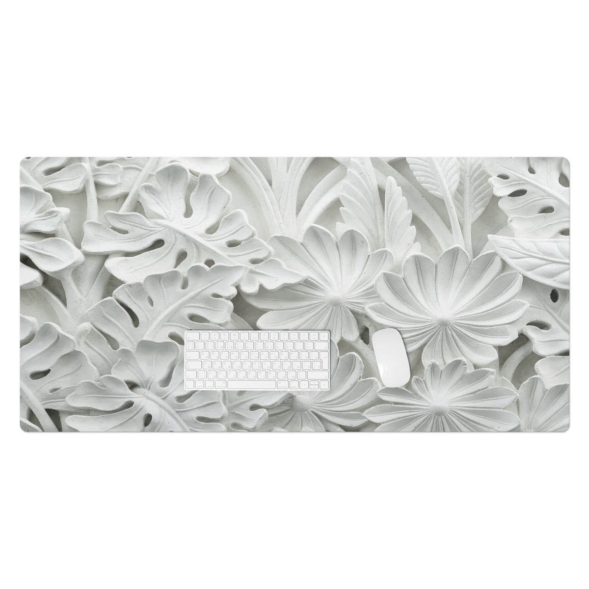 Elegancka podkładka na biurko – Gładki winyl z nowoczesnym nadrukiem - Kwiatowy relief 120x60 cm