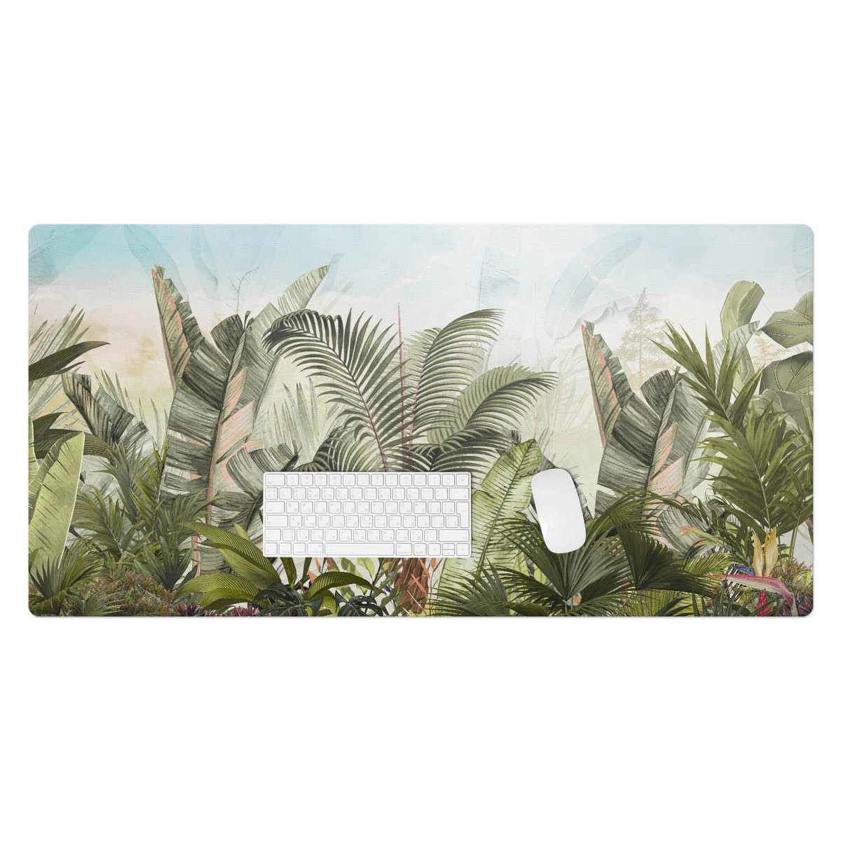 Podkładka winylowa pod klawiaturę i laptop – Z nadrukiem ochrona biurka - Tropikalna dżungla 120x60 cm