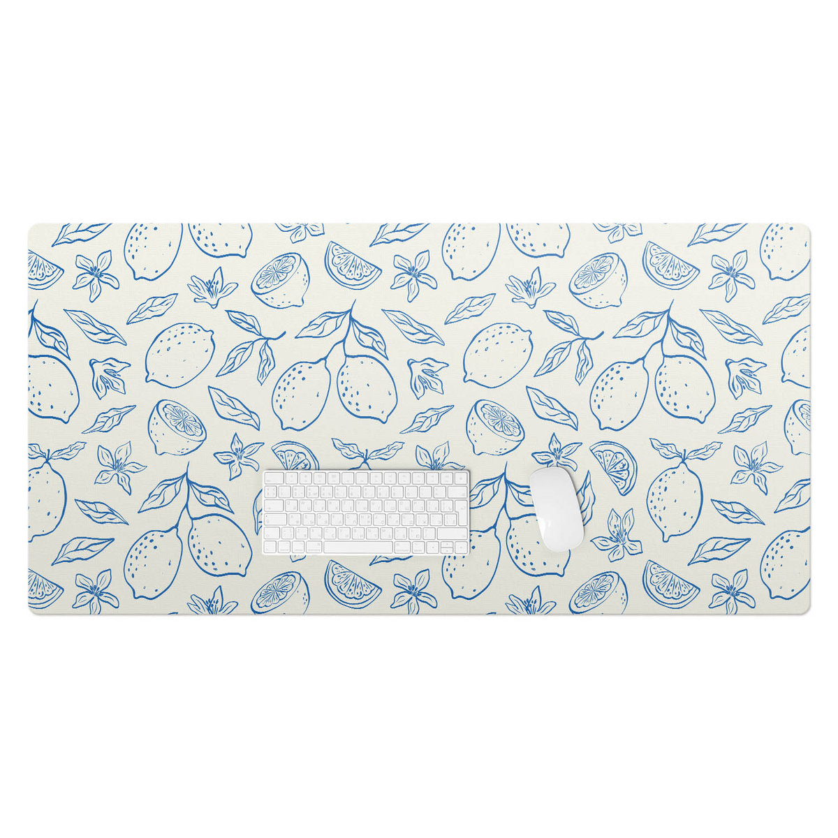 Podkładka winylowa pod klawiaturę i laptop – Z nadrukiem ochrona biurka - Cytrynowy wzór retro 120x60 cm