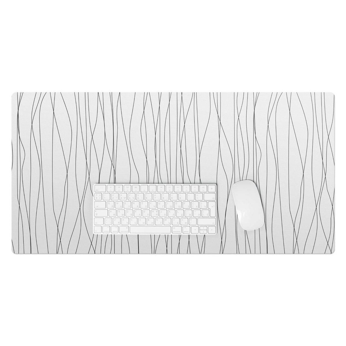 Mata winylowa na biurko z nadrukiem – Ochronna podkładka do pracy i nauki - Faliste linie 90x45 cm