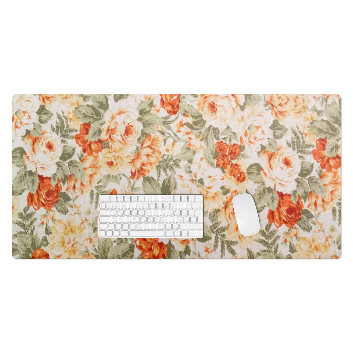 Podkładka winylowa pod klawiaturę i laptop – Z nadrukiem ochrona biurka - Kwiatowy wzór vintage 100x50 cm