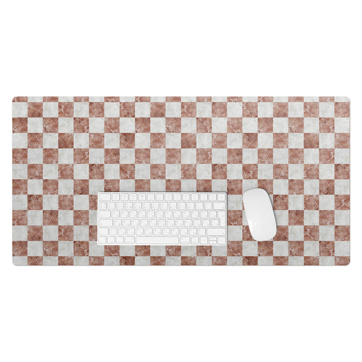 Winylowa podkładka z nadrukiem – Ochrona biurka i styl w jednym - Marmurowa szachownica 90x45 cm