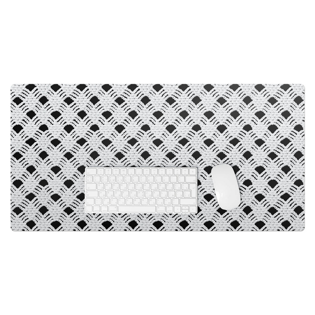 Podkładka na biurko z nadrukiem – Winylowa wodoodporna designerska - Ażurowy wzór siatki 90x45 cm