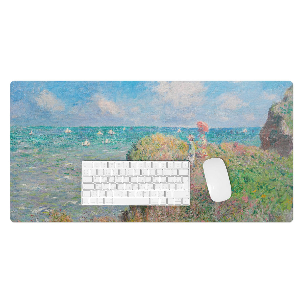 Winylowa podkładka na biurko – Designerski nadruk + trwała ochrona - Krajobraz morski z klifem 90x45 cm
