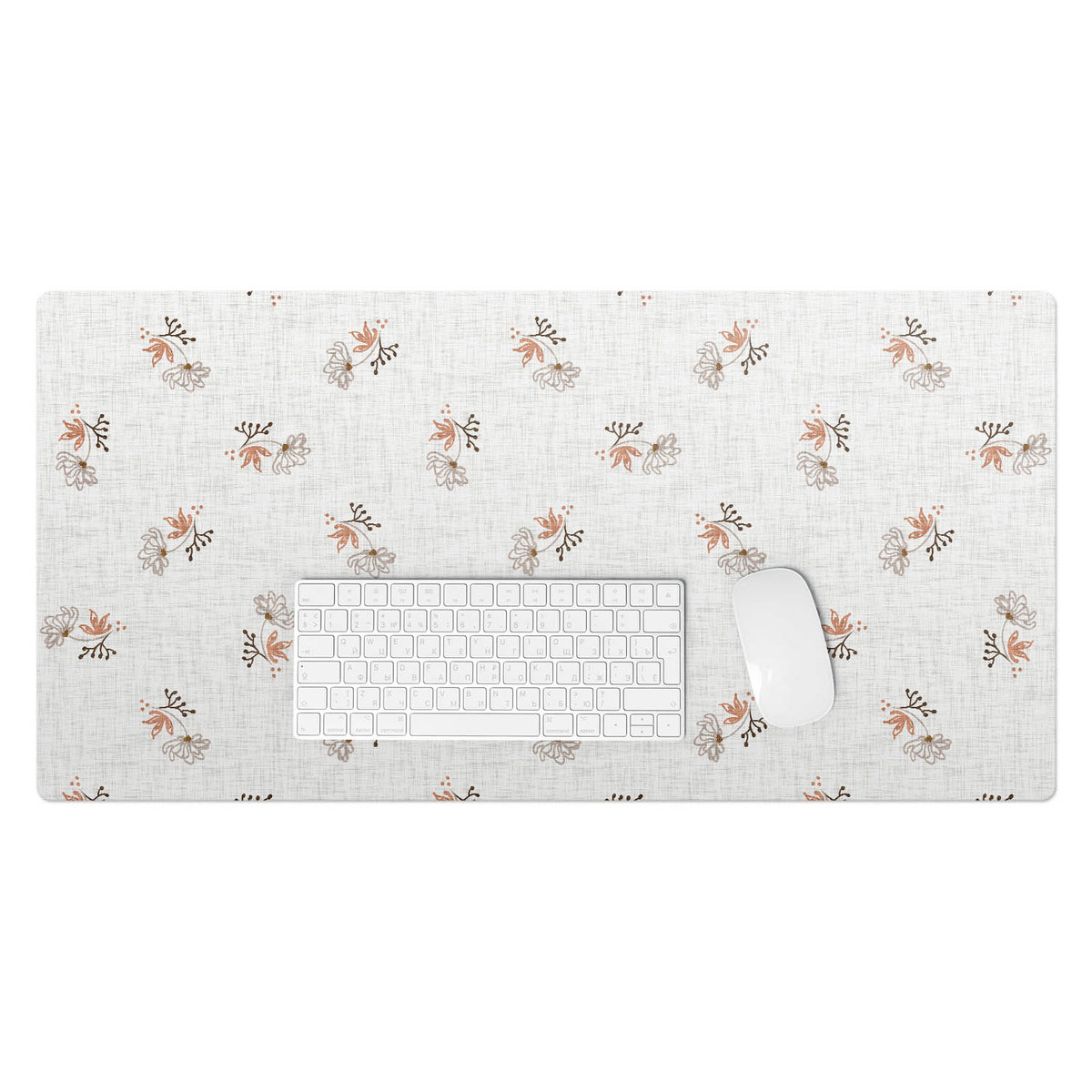 Mata winylowa na biurko z nadrukiem – Ochronna podkładka do pracy i nauki - Delikatne kwiaty retro 90x45 cm