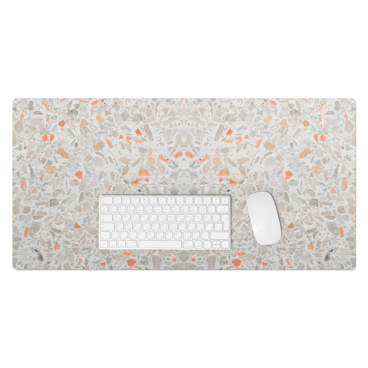 Podkładka winylowa pod klawiaturę i laptop – Z nadrukiem ochrona biurka - Terrazzo symetryczny 90x45 cm