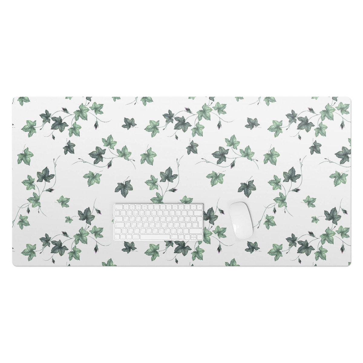Podkładka na biurko z nadrukiem – Winylowa wodoodporna designerska - Liście bluszczu na bieli 120x60 cm