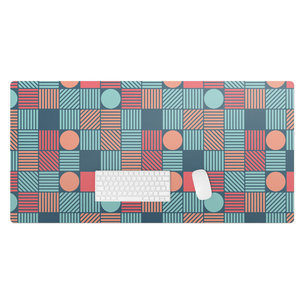 Elegancka podkładka na biurko – Gładki winyl z nowoczesnym nadrukiem - Geometryczny wzór retro 120x60 cm