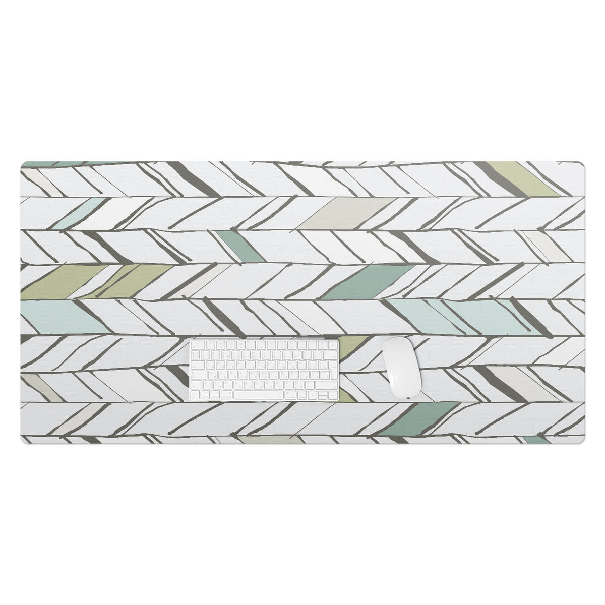 Podkładka winylowa pod klawiaturę i laptop – Z nadrukiem ochrona biurka - Liście w jodełkę 120x60 cm