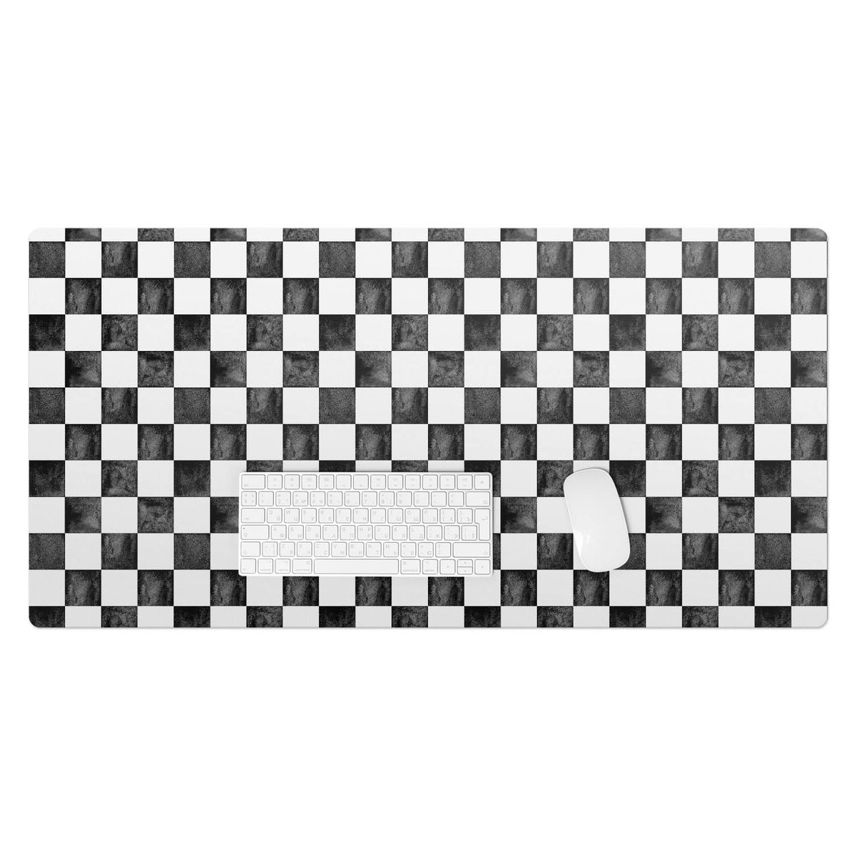 Podkładka winylowa pod klawiaturę i laptop – Z nadrukiem ochrona biurka - Szachownica vintage 100x50 cm