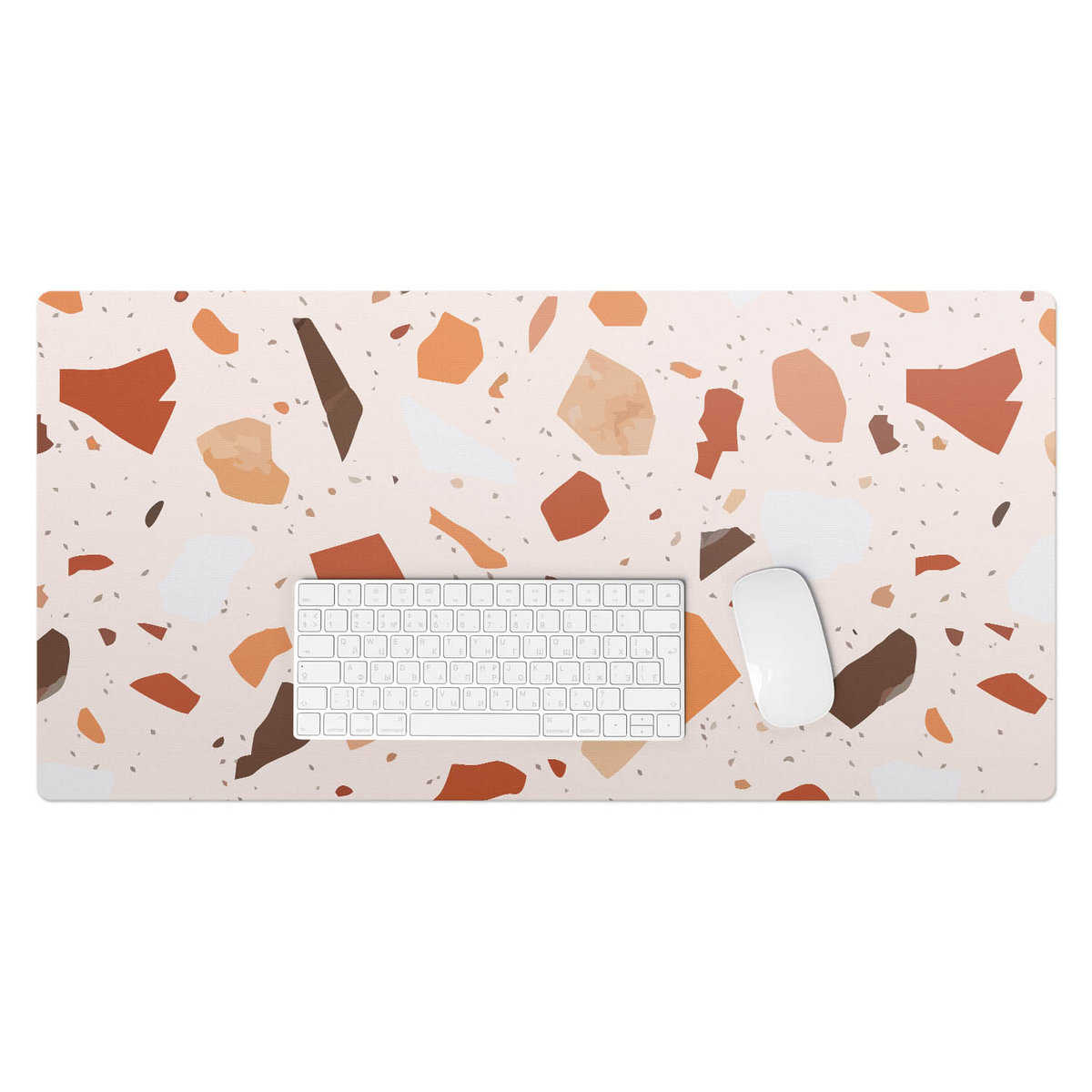 Podkładka winylowa pod klawiaturę i laptop – Z nadrukiem ochrona biurka - Terrazzo abstrakcyjny 90x45 cm