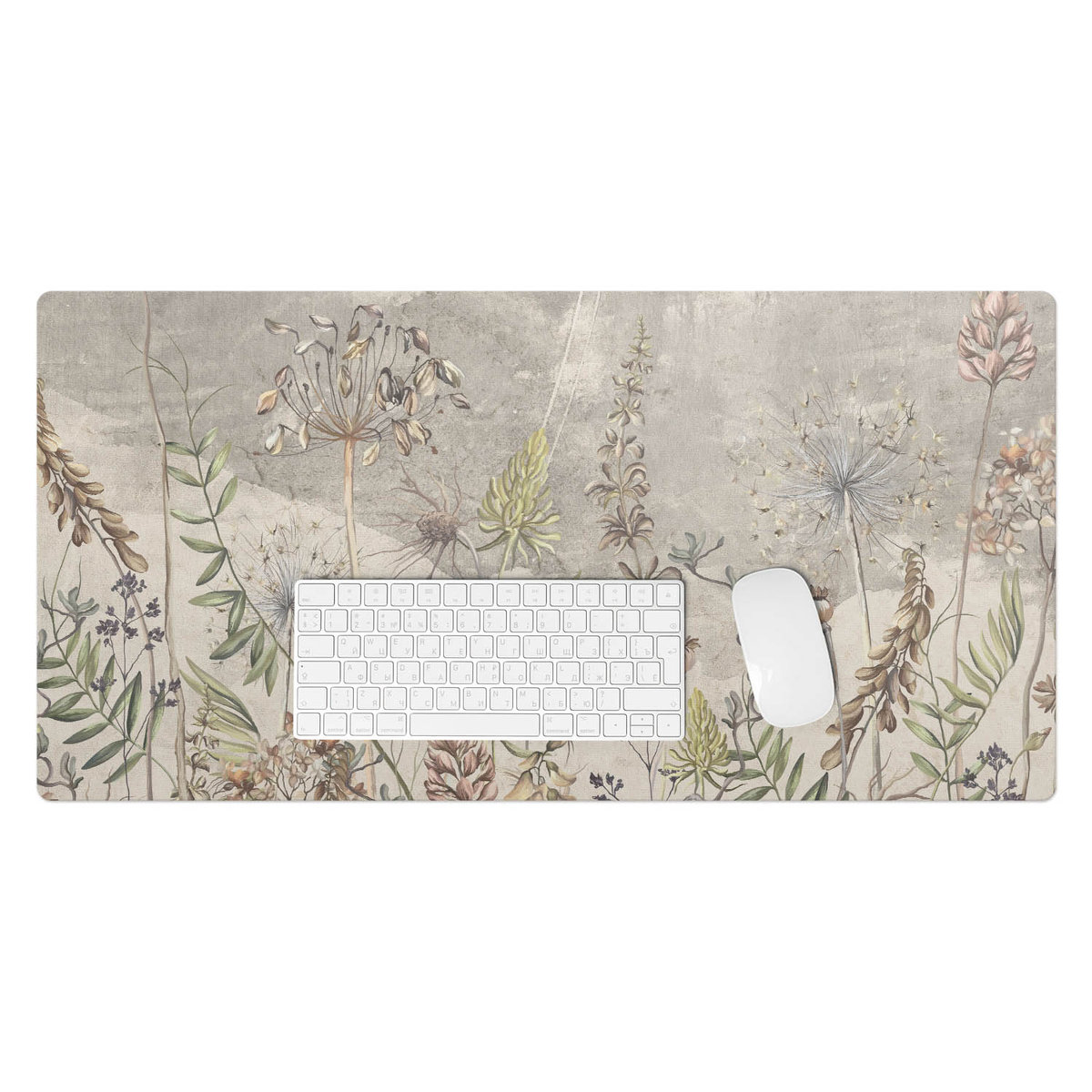 Podkładka na biurko z nadrukiem – Winylowa wodoodporna designerska - Roślinny wzór vintage 90x45 cm