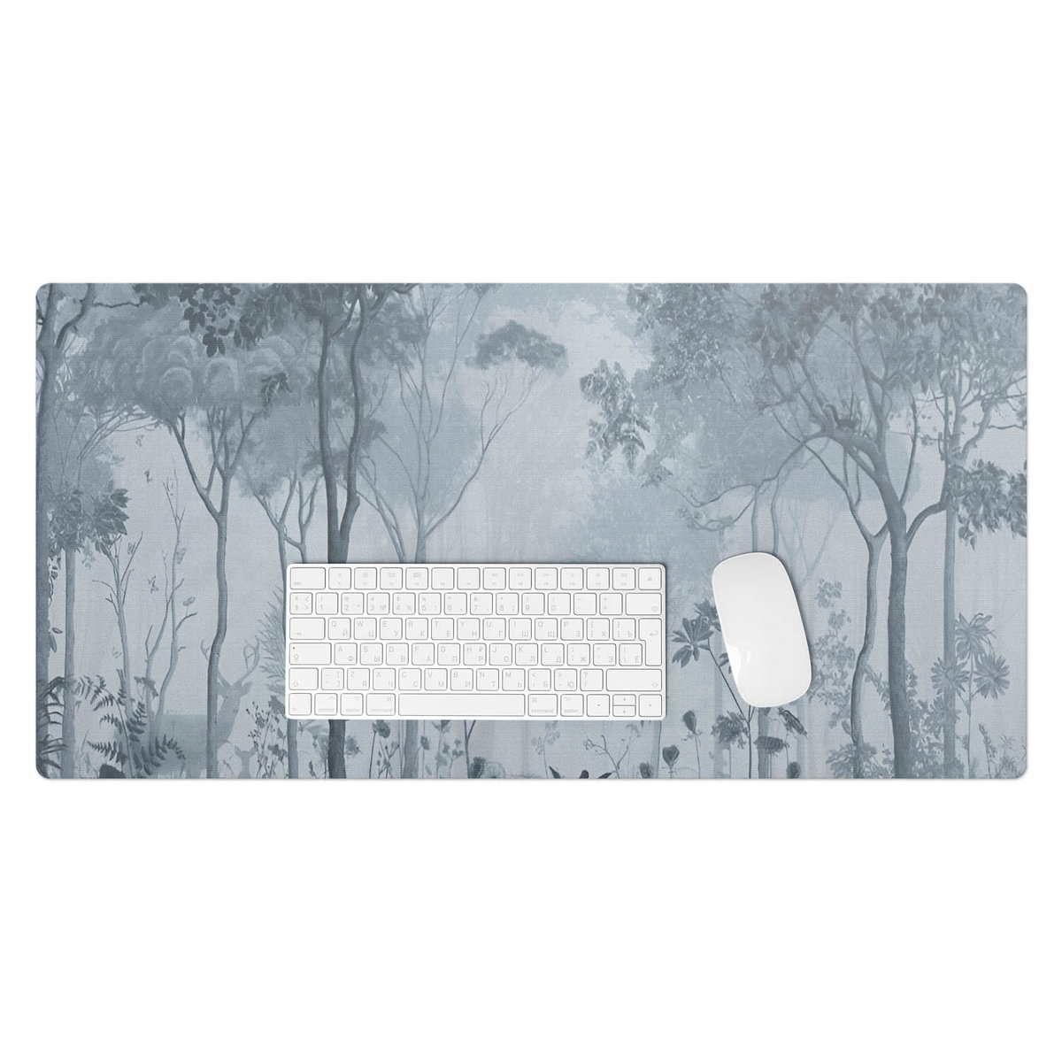 Winylowa podkładka na biurko – Designerski nadruk + trwała ochrona - Leśna mgła pejzaż 90x45 cm