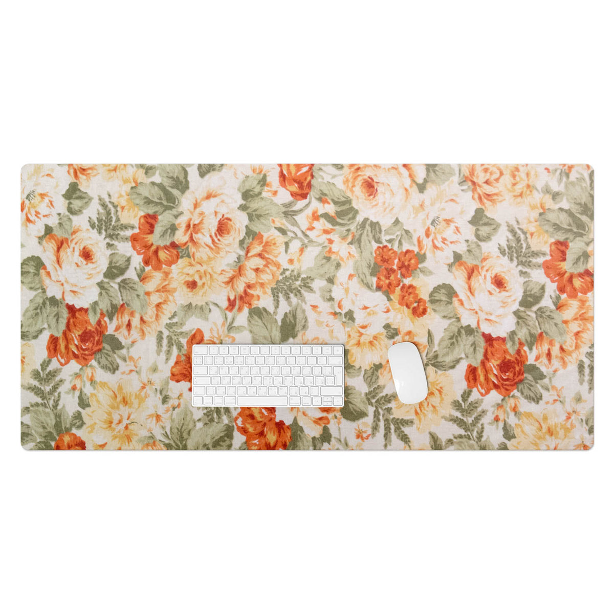 Podkładka winylowa pod klawiaturę i laptop – Z nadrukiem ochrona biurka - Kwiatowy wzór vintage 120x60 cm