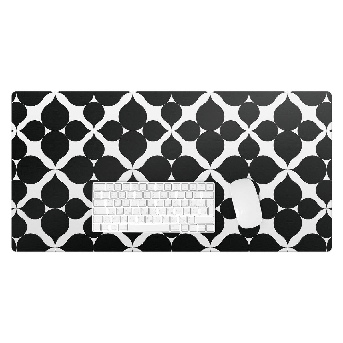 Podkładka na biurko z nadrukiem – Winylowa wodoodporna designerska - Geometryczny wzór kwiatowy 90x45 cm
