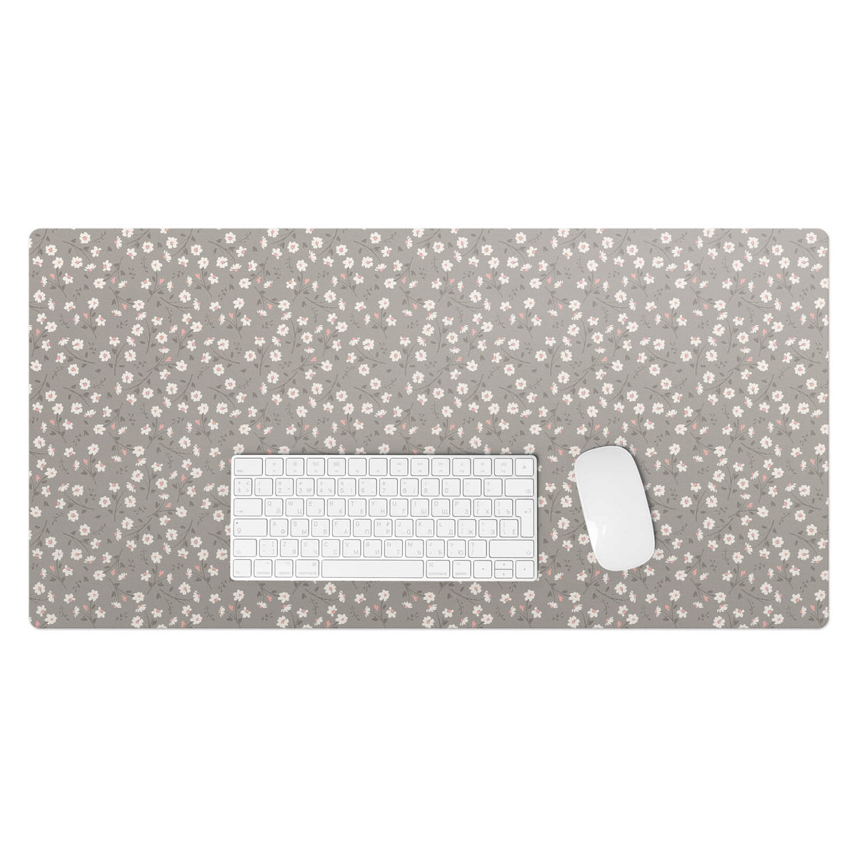 Podkładka winylowa pod klawiaturę i laptop – Z nadrukiem ochrona biurka - Kwiatowy wzór retro 90x45 cm