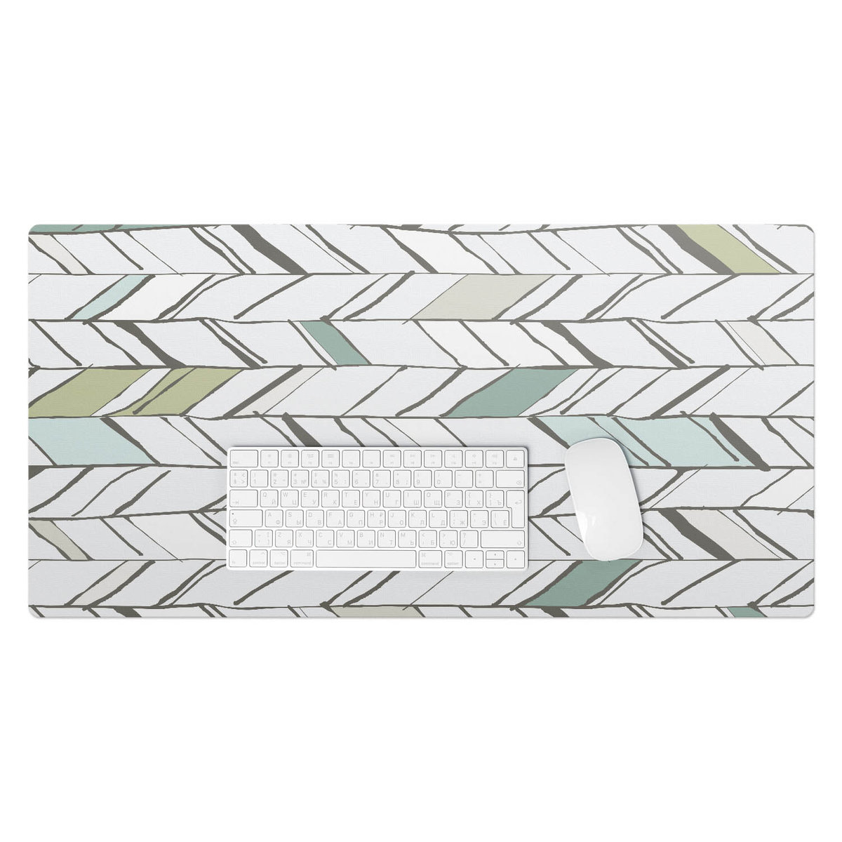 Podkładka winylowa pod klawiaturę i laptop – Z nadrukiem ochrona biurka - Liście w jodełkę 90x45 cm