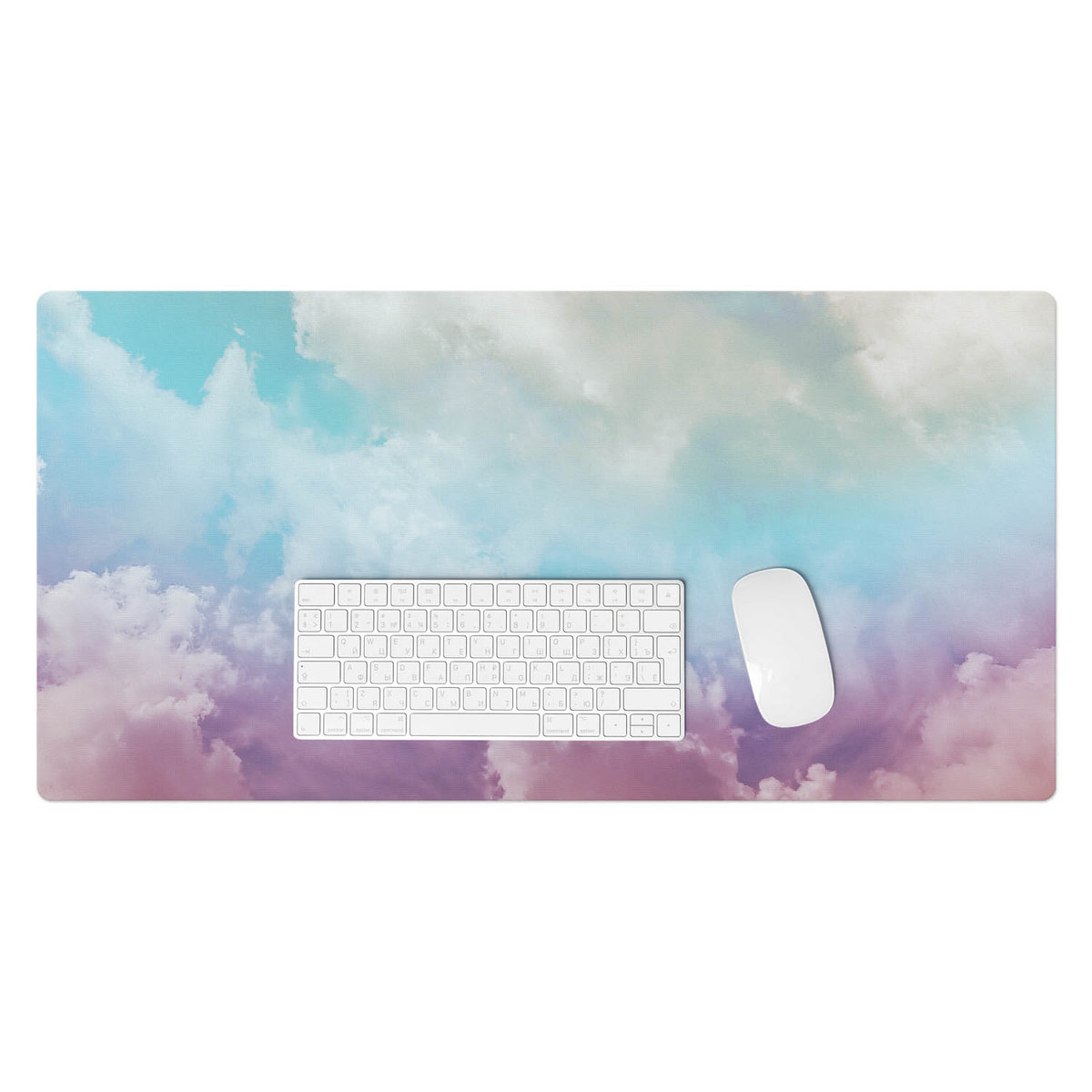 Winylowa podkładka na biurko – Designerski nadruk + trwała ochrona - Pastelowe chmury 90x45 cm