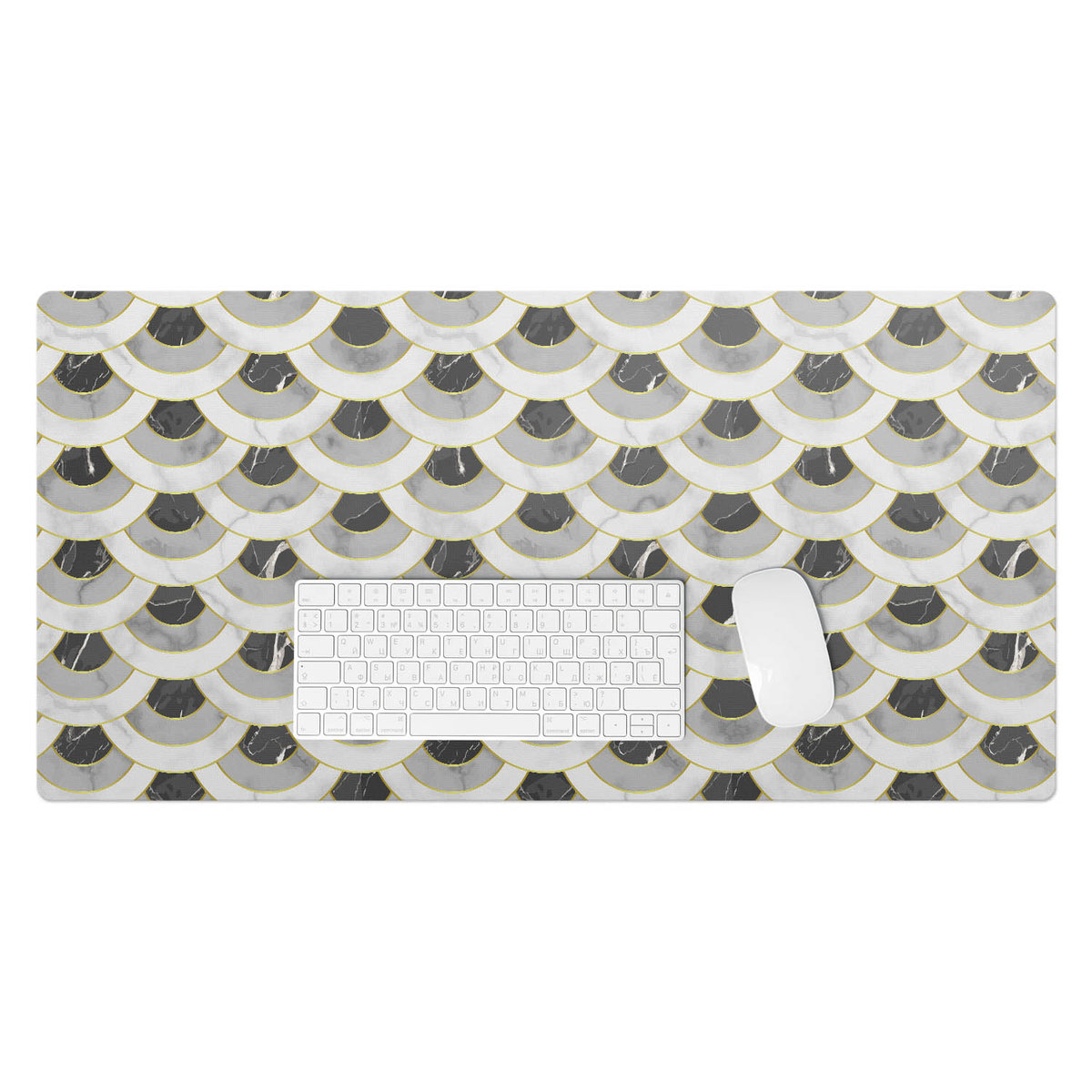 Podkładka winylowa pod klawiaturę i laptop – Z nadrukiem ochrona biurka - Łuski marmurowe 90x45 cm