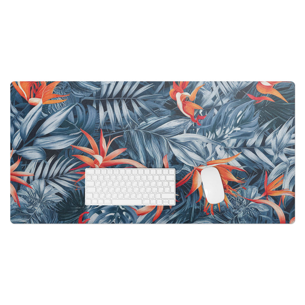 Winylowa podkładka na biurko – Designerski nadruk + trwała ochrona - Egzotyczne liście i kwiaty 100x50 cm