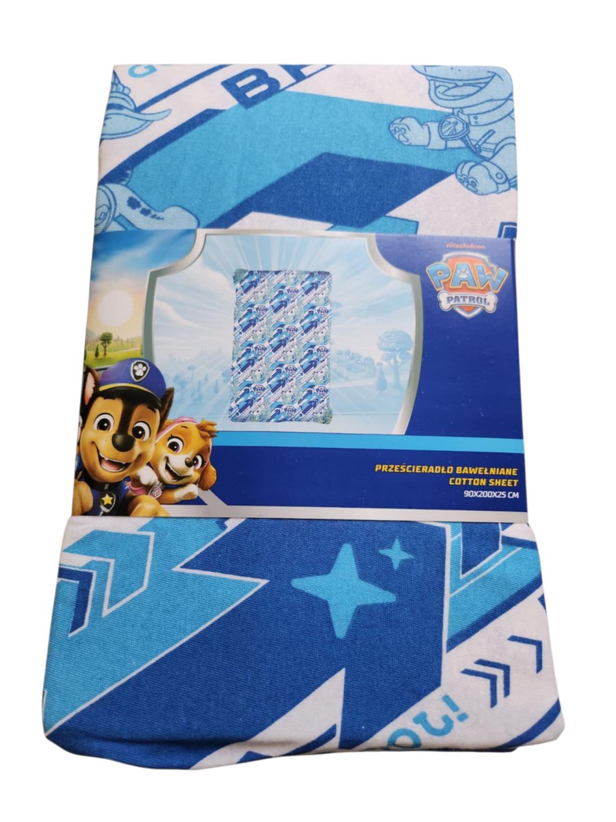 Prześcieradło dziecięce z gumką – Psi Patrol (PP) 90 x 200 cm, 100% bawełna