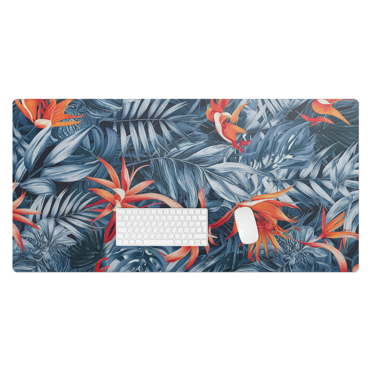 Winylowa podkładka na biurko – Designerski nadruk + trwała ochrona - Egzotyczne liście i kwiaty 120x60 cm