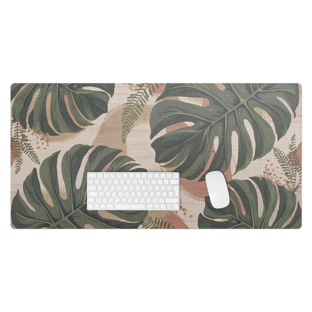 Dekoracyjna podkładka na biurko – Trwała mata winylowa z grafiką - Liście monstera retro 100x50 cm