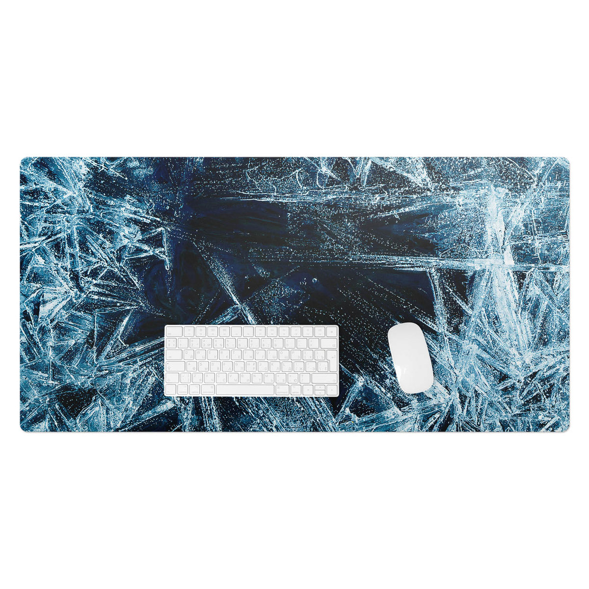 Wyjątkowa podkładka winylowa – Designerski dodatek do biura lub pokoju - Lodowe wzory abstrakcji 100x50 cm