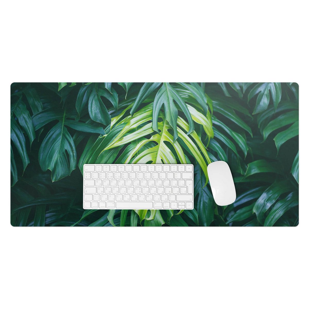 Elegancka podkładka na biurko – Gładki winyl z nowoczesnym nadrukiem - Tropikalne liście 90x45 cm