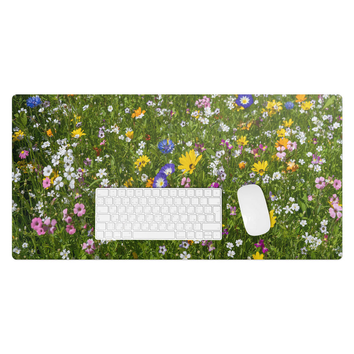 Winylowa podkładka z nadrukiem – Ochrona biurka i styl w jednym - Kwiecista łąka 90x45 cm