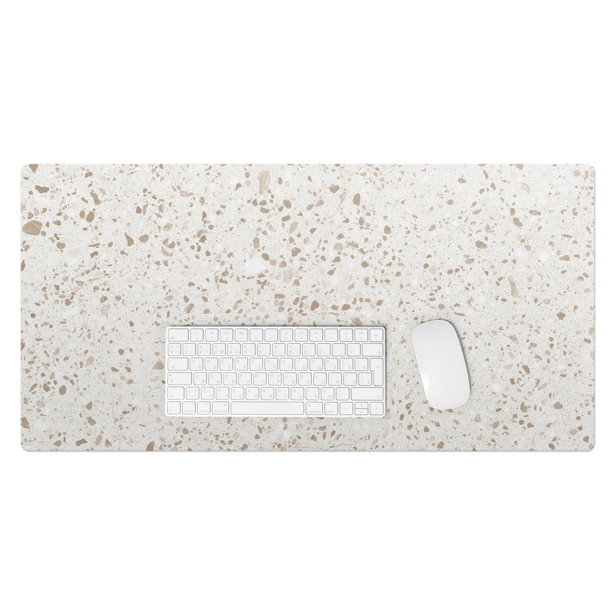 Podkładka z grafiką – Wytrzymała mata winylowa do codziennego użytku - Jasne kropki terrazzo 90x45 cm
