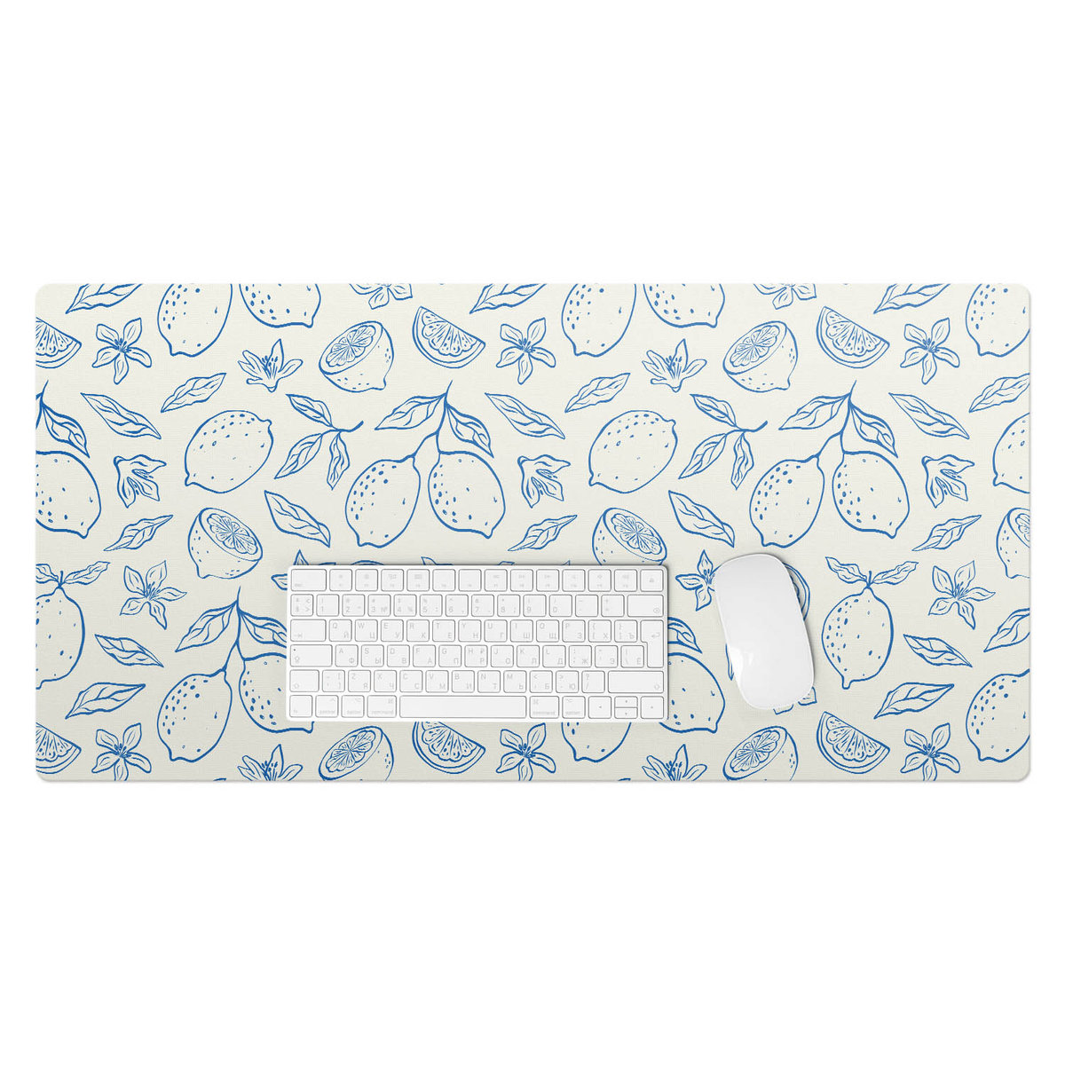 Podkładka winylowa pod klawiaturę i laptop – Z nadrukiem ochrona biurka - Cytrynowy wzór retro 90x45 cm