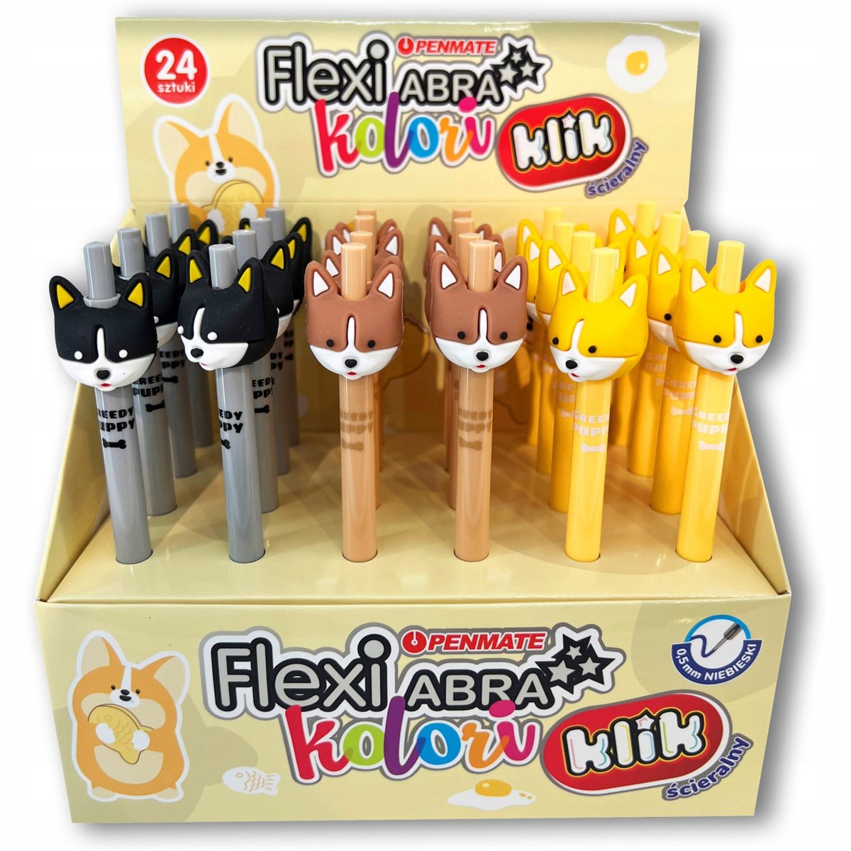 Długopis ścieralny automatyczny Flexi Abra Kolori FOX niebieski PENMATE
