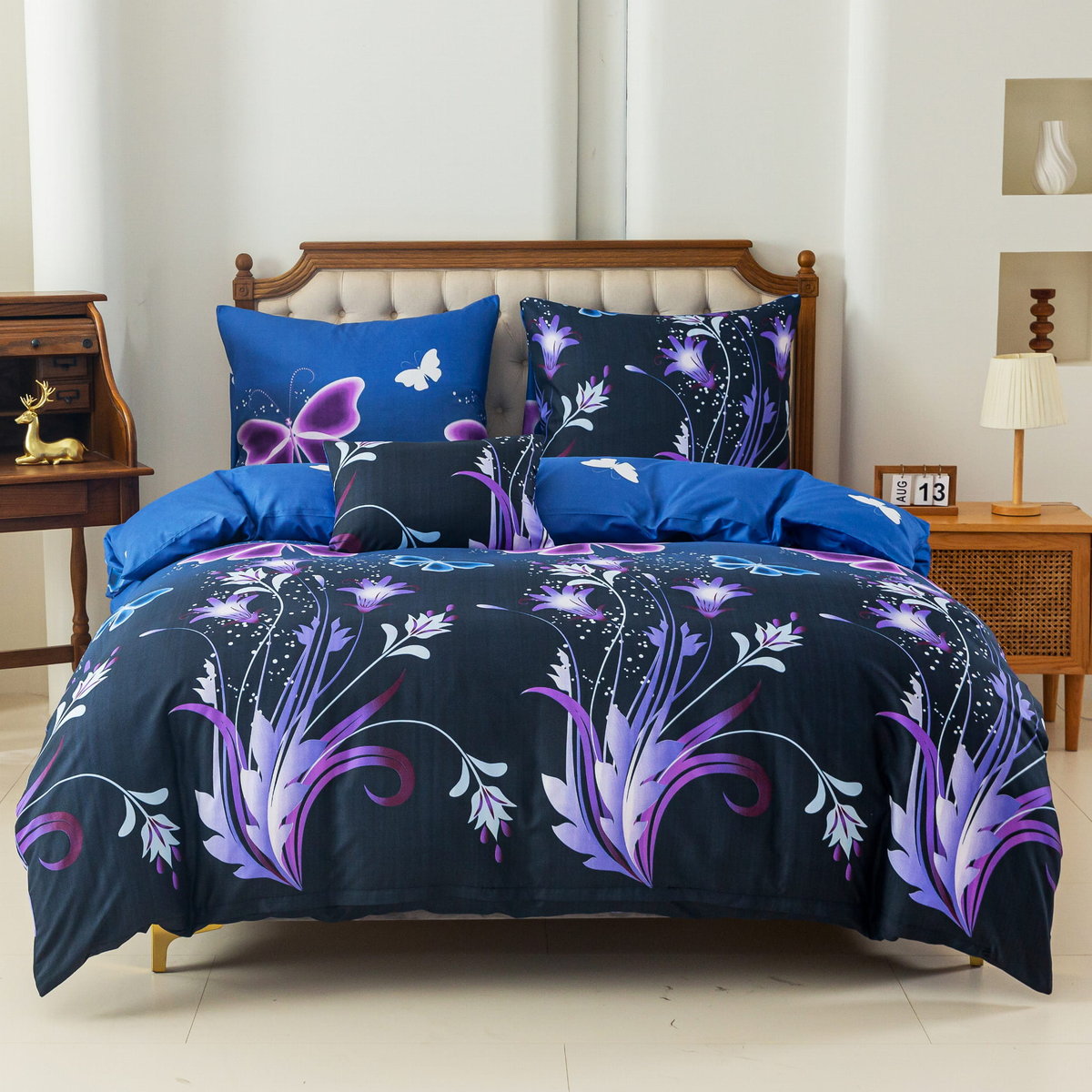 Komplet Pościeli Dwuosobowej Motyle 160X200 Z 2 Poszewkami 70X80