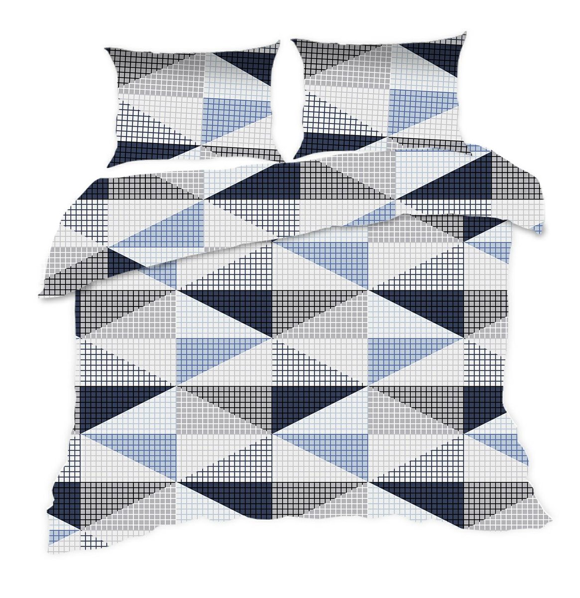 Pościel bawełniana 160x200 1914N geometria niebieska Classic E24
