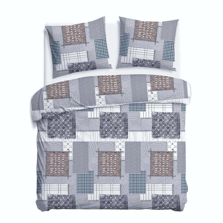 Pościel flanelowa 220x200 31511/2 szara biała beżowa patchwork Flanelove
