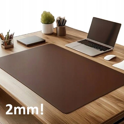 Skórzana podkładka biurowa pod myszkę na blat brązowa premium 70x30cm 2mm