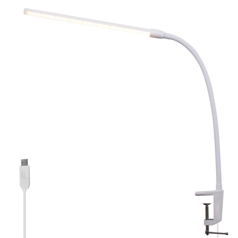 NETTLIFE Ściemnialna lampa biurkowa LED z białą wtyczką, 5 poziomów jasności, 11 W, elastyczna, z funkcją timera oświetlenia nocnego