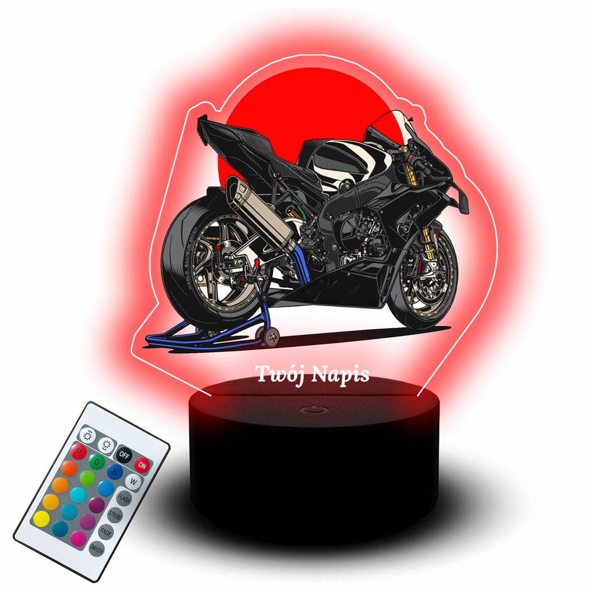 Lampka Nocna Led Biurkowa Prezent Dla Dziecka Zestaw Motor Motocykl Ścigacz
