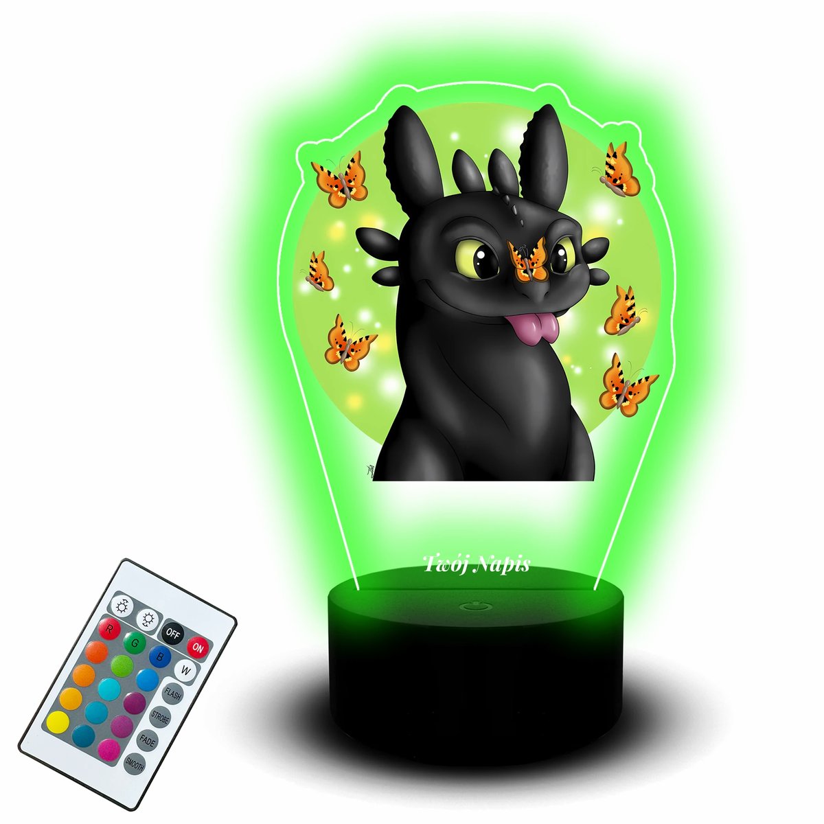 Lampka Nocna Statuetka Biurkowa Dla Dzieci Bajka Jak Wytresować Smoka Napis