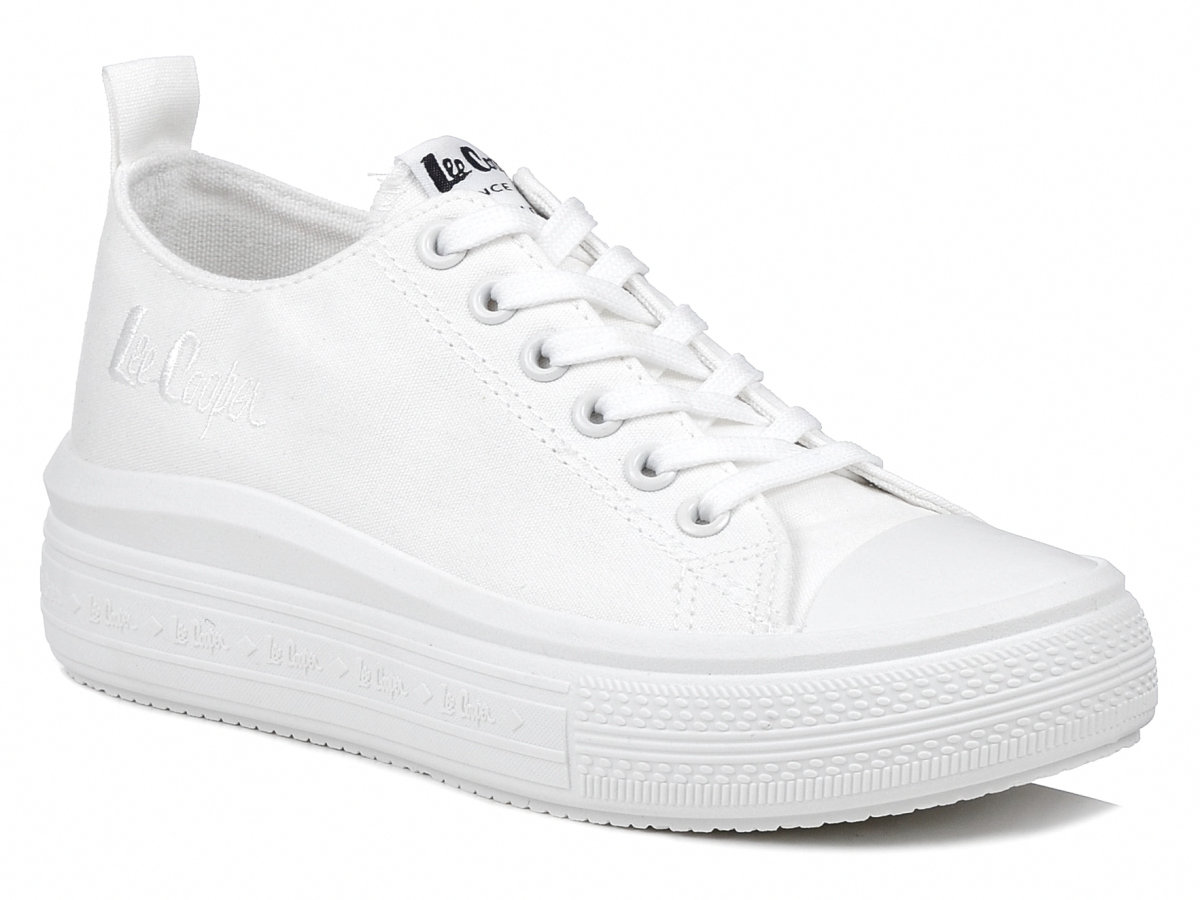 Trampki damskie całe białe Lee Cooper 3221 na platformie tekstylne-41